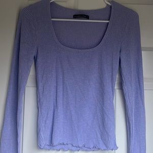 Small, long sleeve, light purple, ribbed shirt, with a stretchy material